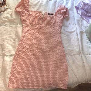 pink off the shoulders dress